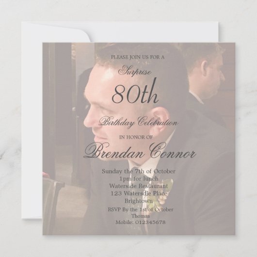 80e Mannelijke verjaardag Eenvoudige legante foto Kaart (Voorkant)