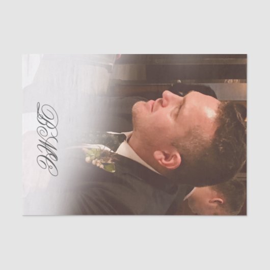 80e mannelijke verjaardag Monogram Eenvoudige foto Tissuepapier (Voorkant)