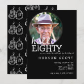 80e Mannen Hallo verjaardagsfeest Foto Kaart (Voorkant / Achterkant)