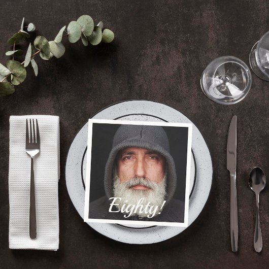 80e mannen van het 80e verjaardagsfotoscript servet