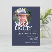 80e Mannen verjaardagsfeest foto tachtig marinebla Kaart (Staand voorkant)