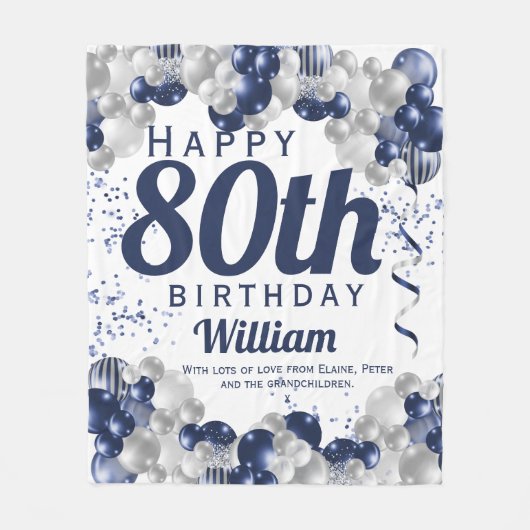 80e marineballonnen ter zee fleece deken (Voorkant)