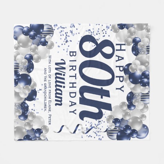 80e marineballonnen ter zee fleece deken (Voorkant (Horizontaal))