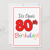 80e mijlpaal van OPA verjaardagsfeest Kaart (Voorkant)