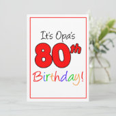 80e mijlpaal van OPA verjaardagsfeest Kaart (Staand voorkant)