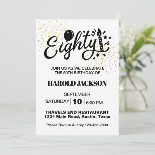 80e mijlpaal verjaardag kaart (Staand voorkant)