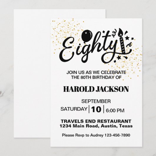 80e mijlpaal verjaardag kaart (Voorkant / Achterkant)