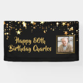 80e of een andere verjaardag Foto Gold Stars Aange Spandoek (Horizontaal)