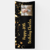 80e of een andere verjaardag Foto Gold Stars Aange Spandoek (Verticaal)
