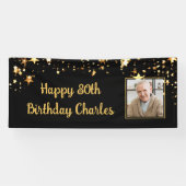 80e of een andere verjaardag Foto Gold Stars Aange Spandoek (Horizontaal)