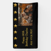 80e of elke verjaardag Foto Gold Stars Custom Spandoek (Verticaal)