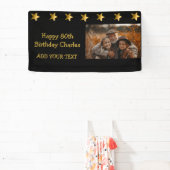80e of elke verjaardag Foto Gold Stars Custom Spandoek (Insitu)