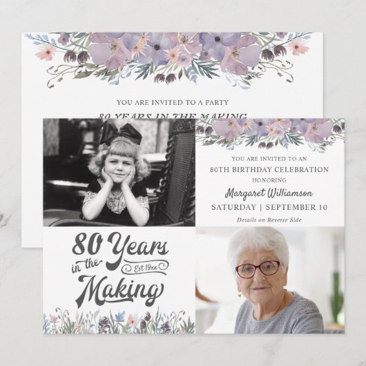 80e of om het even welke vogeldag Floral JAREN IN  Kaart (Voorkant / Achterkant)