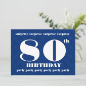 80e OPLEIDING Modern Blue and White Birthday W083 Kaart (Staand voorkant)