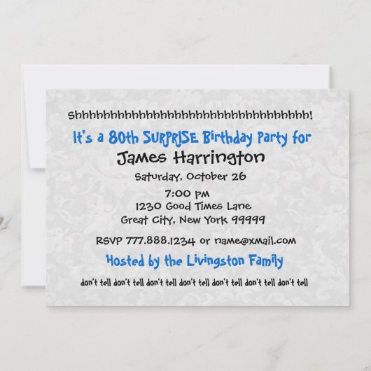 80e OPLEIDING Modern Blue and White Birthday W083 Kaart (Achterkant)