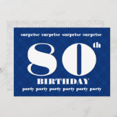 80e OPLEIDING Modern Blue and White Birthday W083 Kaart (Voorkant / Achterkant)