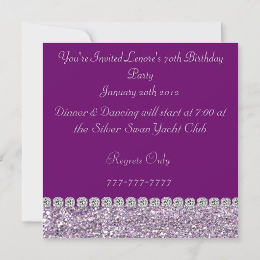 80e PAARSE BLOEDING-uitnodiging voor een verjaarda Kaart (Achterkant)