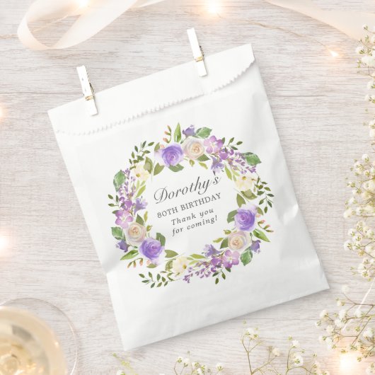 80e Paarse Roos van de geboorte Floral Wreath Bedankzakje (Geknipt)