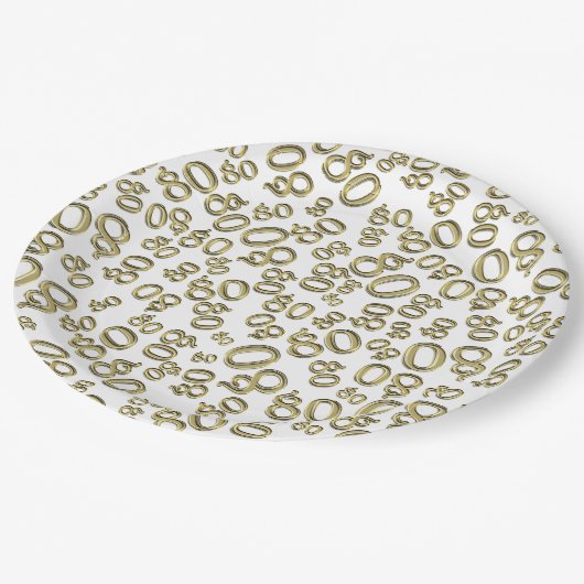 80e Partij Willekeurig Nummer Patroon Goud/Wit Papieren Bordje (Gekanteld)