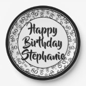 80e partij Willekeurig Nummer Patroon Zwart/Wit Papieren Bordje (Voorkant)