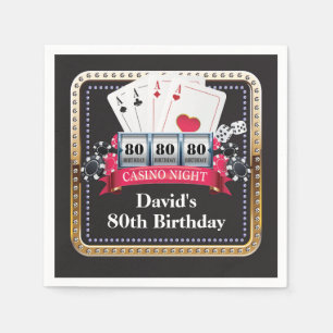 80e pokerspeelkaart Casino Birthday Napkins Servet