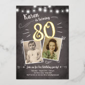 80e  Retro Foto 80e surrogaatdag Folie Uitnodiging (Voorkant)