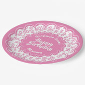 80e roze/witte willekeurige nummerpatroon papieren bordje (Gekanteld)