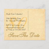 80e Save the Date Verjaardag Goud Zwart Kant Aankondigingskaart (Achterkant)