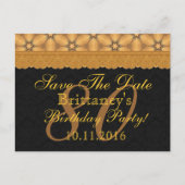 80e Save the Date Verjaardag Goud Zwart Kant Aankondigingskaart (Voorkant)