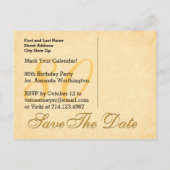 80e Save the Date Verjaardag Goud Zwart Kant V7 Aankondigingskaart (Achterkant)