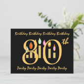 80e Sjabloon van de uitnodiging van de Birthday Pa (Staand voorkant)