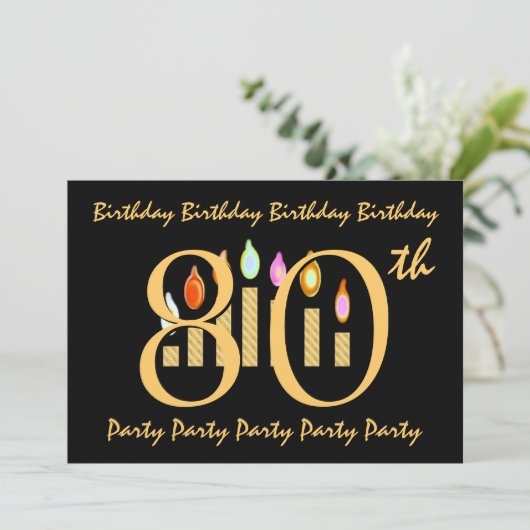 80e Sjabloon van de uitnodiging van de Birthday Pa (Staand voorkant)