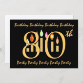 80e Sjabloon van de uitnodiging van de Birthday Pa (Voorkant / Achterkant)