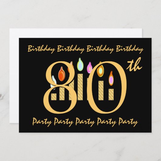 80e Sjabloon van de uitnodiging van de Birthday Pa (Voorkant / Achterkant)