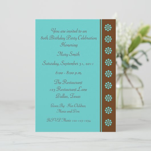 80e Sjabloon van de uitnodiging van de Birthday Pa (Staand voorkant)