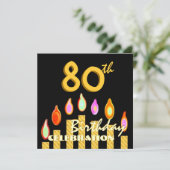 80e Sjabloon van goudkaarsen op feestdag Kaart (Staand voorkant)