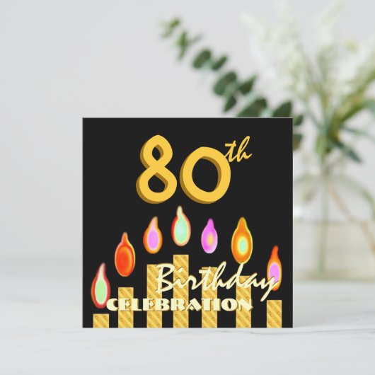 80e Sjabloon van goudkaarsen op feestdag Kaart (Staand voorkant)