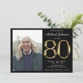 80e Solid Gold Text Black Classy Foto van zaterdag Kaart (Staand voorkant)
