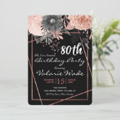 80e Suprise Birthday Party roze rozen Kaart (Staand voorkant)