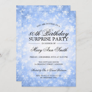 80e Surprise Birthday Blue Winter Wonderland Kaart