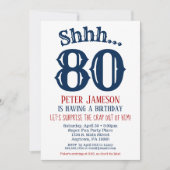 80e Surprise Birthday Invitation Mannen Navy Blue Kaart (Voorkant)