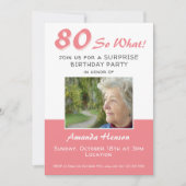 80e Surprise Birthday Party Photo Invitation Kaart (Voorkant)