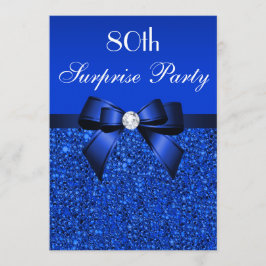 80e Surprise Party Royal Blue Sequins en Bow Kaart