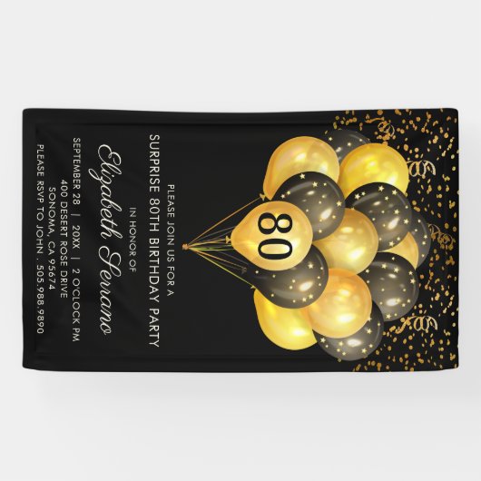 80e surrogaatbruine gouden banner (Horizontaal)