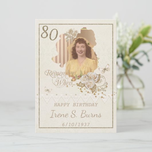 80e uitnodiging van de Birthday Party (Staand voorkant)