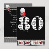 80e uitnodiging van de Birthday Party (Voorkant / Achterkant)
