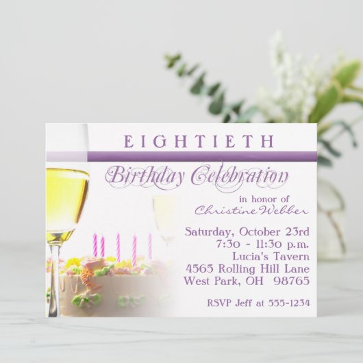 80e uitnodiging van de Birthday Party (Staand voorkant)
