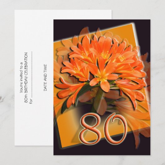 80e uitnodiging van de Birthday Party (Voorkant / Achterkant)