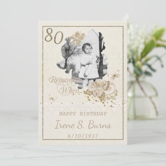 80e uitnodiging van de Birthday Party (Staand voorkant)