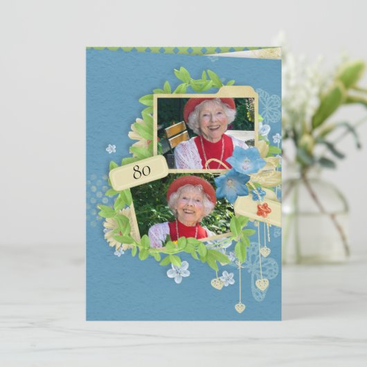 80e uitnodiging van de Birthday Party (Staand voorkant)